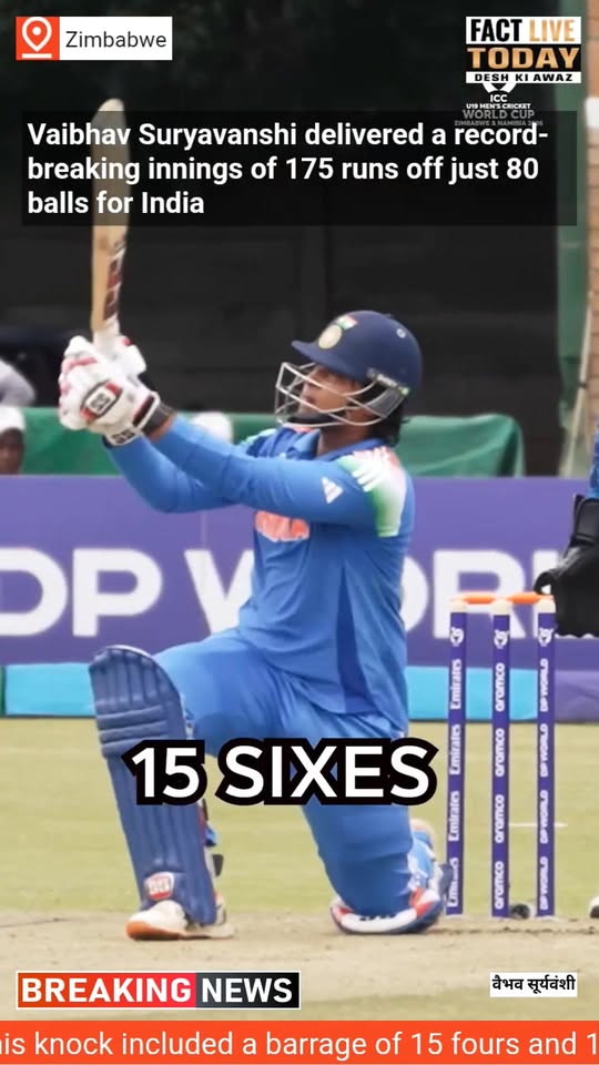 Vaibhav Suryavanshi delivered a record-breaking innings of 175 runs off just 80 …