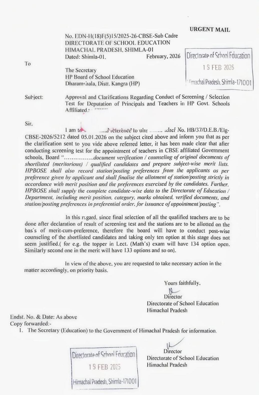 हिमाचल प्रदेश में CBSE स्कूलों में प्रिंसिपल और टीचर के डेप्युटेशन के लिए स्क्री…