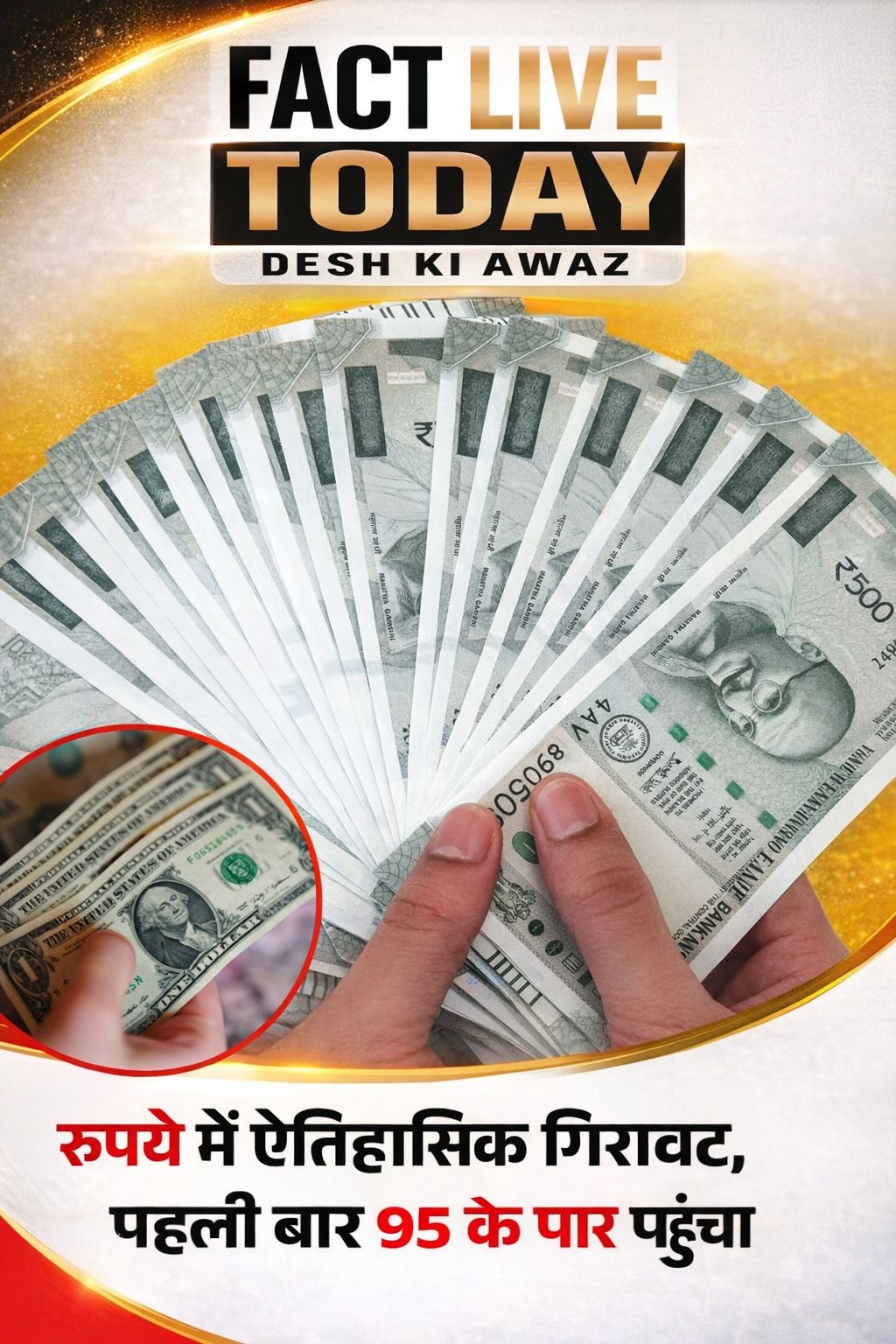 रुपये में ऐतिहासिक गिरावट, पहली बार 95 के पार पहुंचा
नई दिल्ली: भारतीय मुद्रा भा…