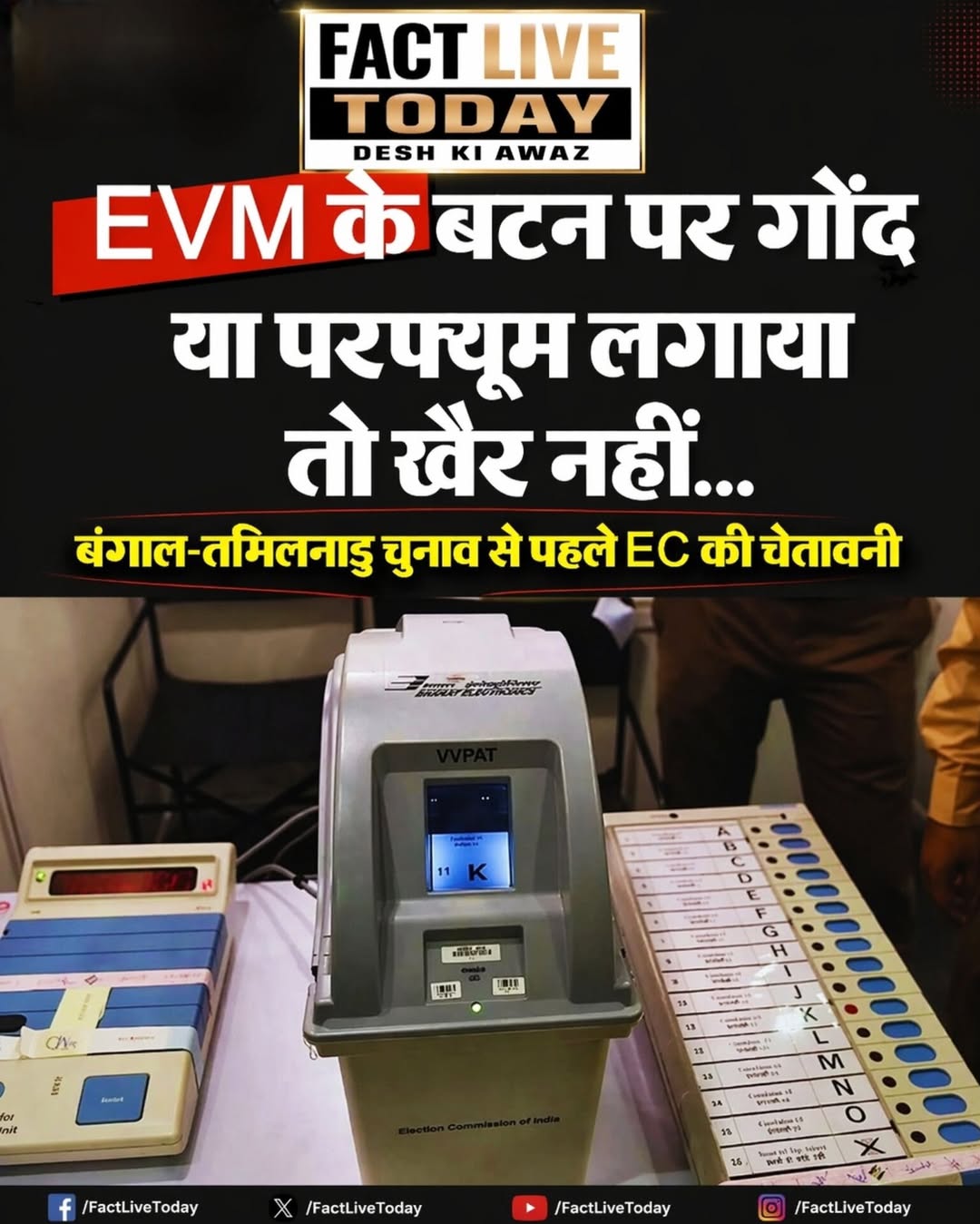 चुनाव आयोग ने स्पष्ट किया है कि ईवीएम के बटन पर इत्र, गोंद या किसी भी तरह का पदा…