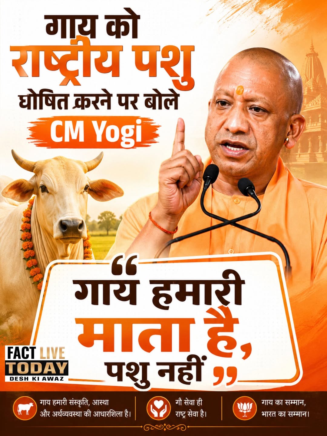 गाय को राष्ट्रीय पशु घोषित करने पर बोले CM Yogi, “गाय हमारी माता है, पशु नहीं” |…