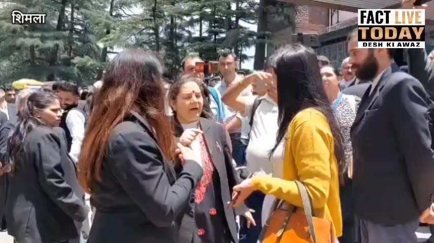 शिमला में वकीलों के प्रदर्शन पर भड़की महिला, बोलो – मुझे अपने बच्चे को लेने जाना…