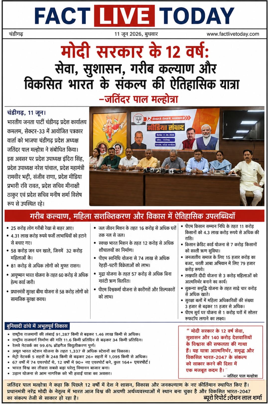 *मोदी सरकार के 12 वर्ष: सेवा, सुशासन, गरीब कल्याण और विकसित भारत के संकल्प की ऐत…