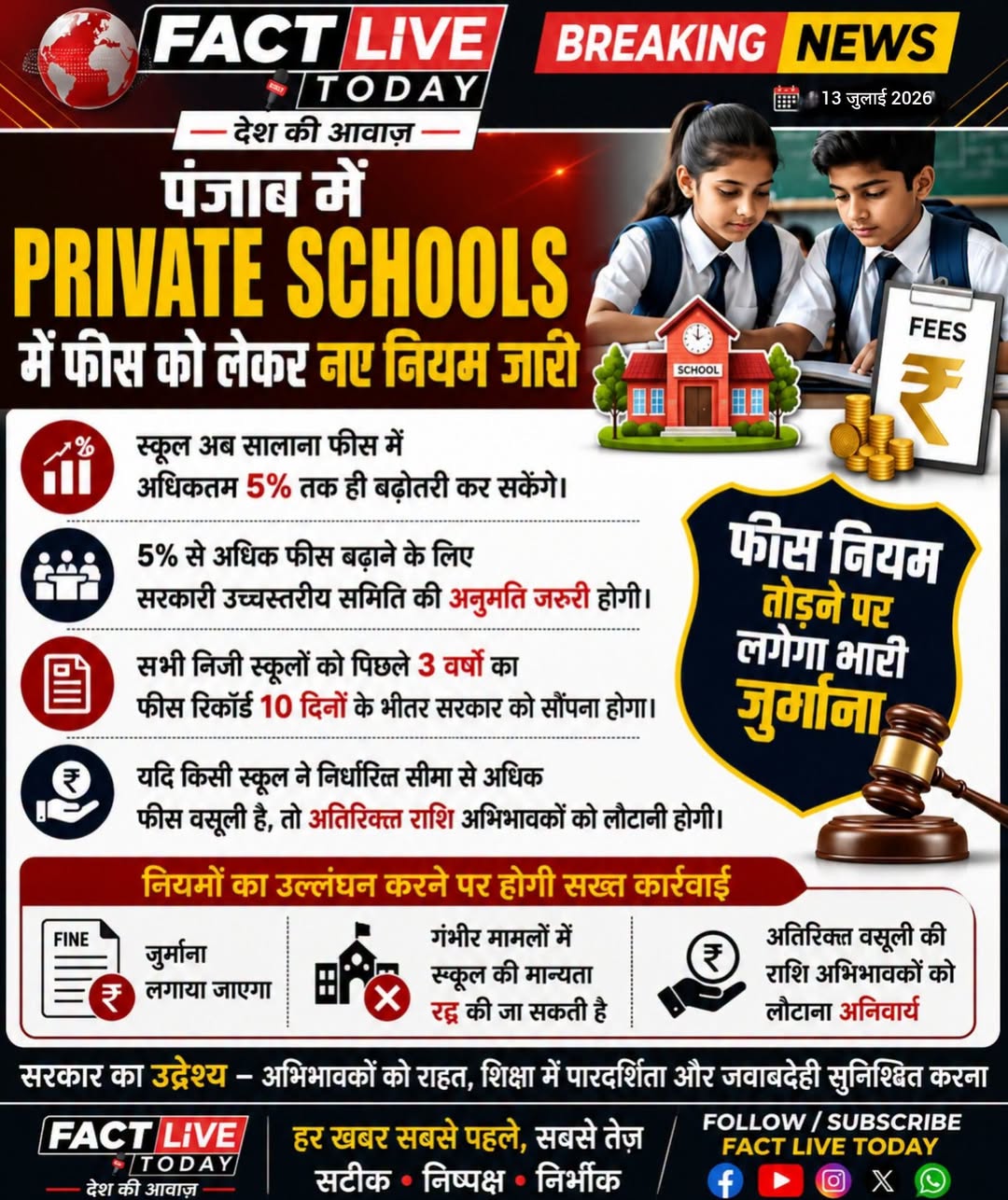 पंजाब में Private Schools में फीस को लेकर नए नियम जारी
#PrivateSchools #SchoolF…